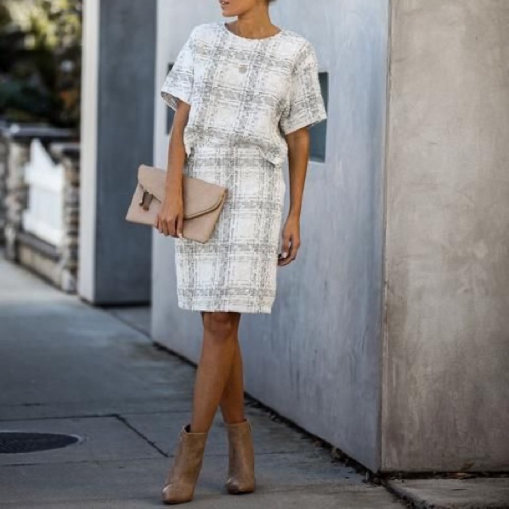 NWT Vici tweed plaid skirt